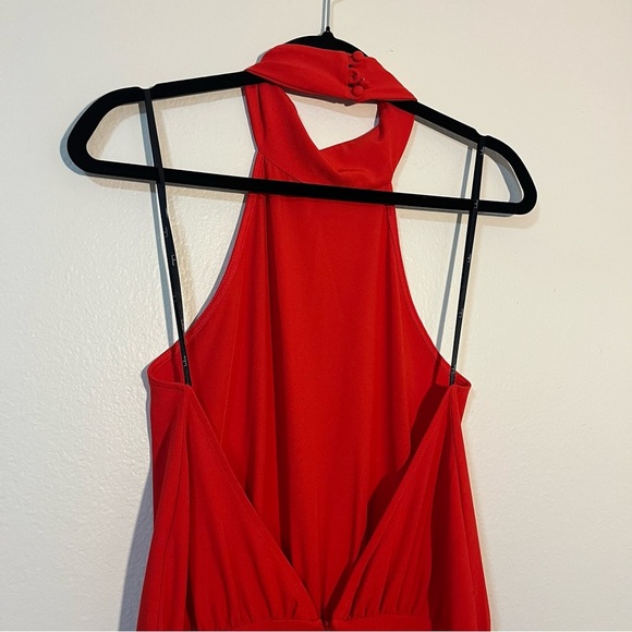 Lulu's Vibrant Red Halter Jumpsuit Size Large Formal Homecoming Holiday Party - Picture 7 of 10